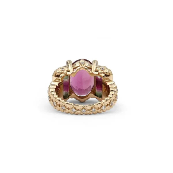 Stephen Dweck Luxury Pink Tourmaline Bi-Color Tourmaline and Diamond Ring in 18K Gold< Rings