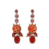 Stephen Dweck Luxury Pink Tourmaline Carved Red Coral Fire Opal and Diamond 0.31ct Earrings in 18K White Gold< Earrings