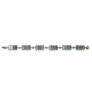 Stephen Dweck Luxury Swiss Blue Topaz and Diamond Bracelet in 18K Gold< Bracelets