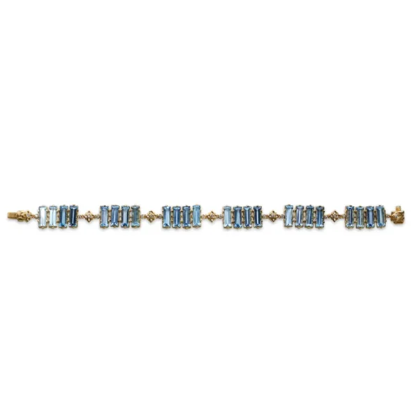 Stephen Dweck Luxury Swiss Blue Topaz and Diamond Bracelet in 18K Gold< Bracelets