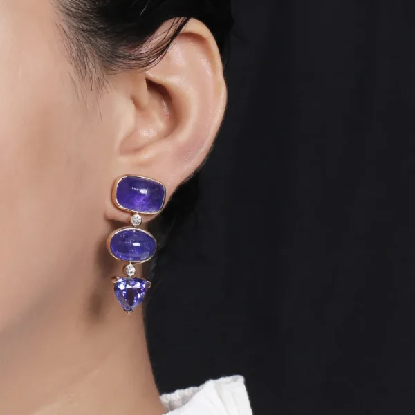 Stephen Dweck Luxury Tanzanite 41ct and Diamond 0.25ct Earring in 18K Gold< Earrings