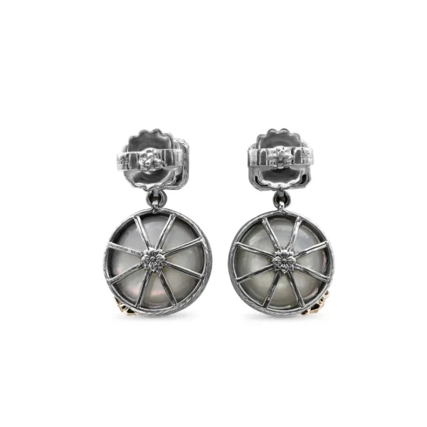 Stephen Dweck One of a Kind Garnet Brown Mabe Pearl and Diamond 0.20ct Earring in Sterling Silver with 18K Gold Diamond Pave Adam< Earrings