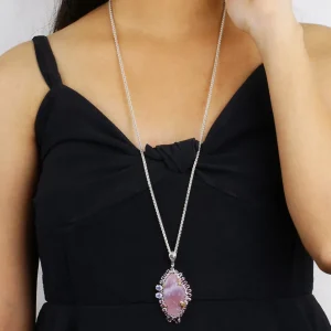 Stephen Dweck One of a Kind Hand Carved Yttrium Fluorite Pink Tourmaline Lavender Moon Quartz Amethyst Bloodstone Bead and Diamond Pendant in Sterling Silver with 18K Gold Flowers and Adam< Necklace