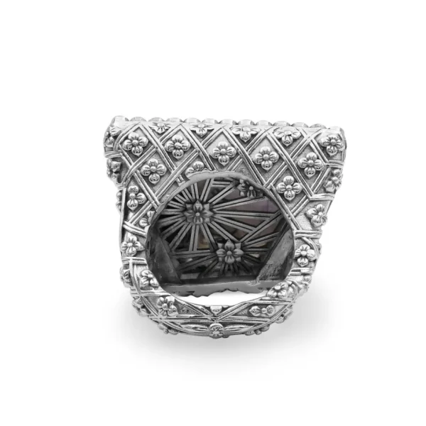 Stephen Dweck One of a Kind Moss Agate 22.2ct and Diamond 0.45ct Ring in Sterling Silver with 18K Diamond Pave Adam< Rings