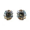 Stephen Dweck Rockrageous Flower Cluster Drop with Gold Rutilated Qtz Over Hematite, Sky, Swiss and London Blue Topaz, Citrine, Iolite, Grey Moonstone Gemstones Earring in Sterling Silver< Earrings