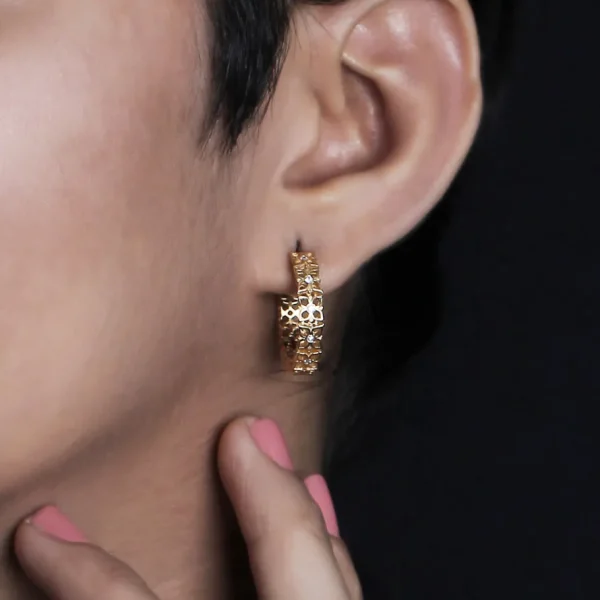 Stephen Dweck Signature White Diamond 0.10ct 5.10mm Hoop Earring in 18K Gold< Earrings