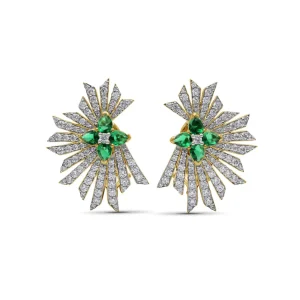 Stephen Dweck Sunray Emerald 1.05ct and Diamond 1.85ct Earring in 18K Gold< Earrings