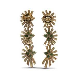 Stephen Dweck Sunray Emerald 3.15ct and Diamond 1.20ct Earring in 18K Gold< Earrings