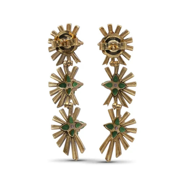 Stephen Dweck Sunray Emerald 3.15ct and Diamond 1.20ct Earring in 18K Gold< Earrings