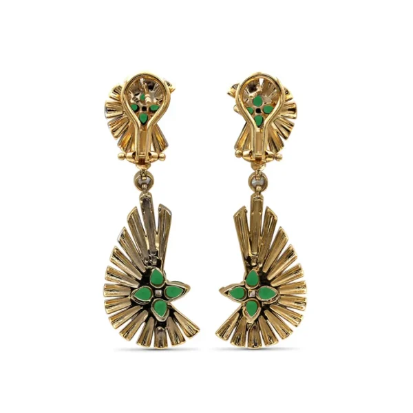 Stephen Dweck Sunray Emerald 1.60ct and Diamond 2.05ct Earring in 18K Gold< Earrings