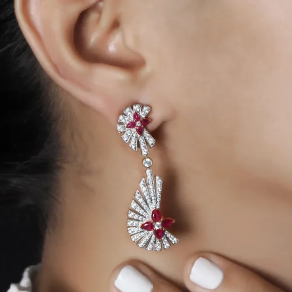 Stephen Dweck Sunray Ruby 2.20ct and Diamond 2.05ct Earring in 18K Gold< Earrings