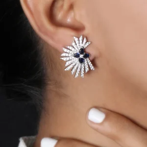 Stephen Dweck Sunray Sapphire 1.60ct and Diamond 1.85ct Earring in 18K Gold< Earrings