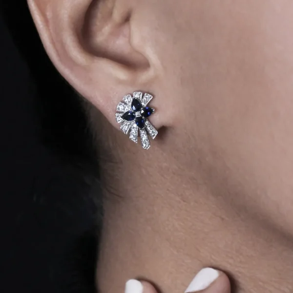 Stephen Dweck Sunray Sapphire 1.17ct and Diamond 0.58ct Earring in 18K Gold< Earrings