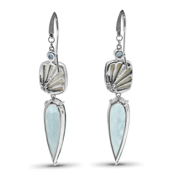 Stephen Dweck TerrAquatic Carved Natural Quartz, London Blue Topaz, Blue Quartz Drop Earrings in Sterling Silver< Earrings