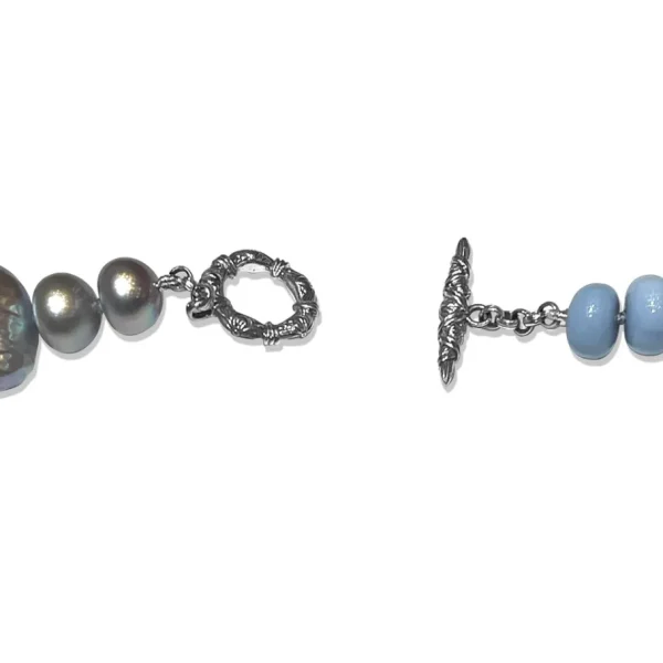 Stephen Dweck Terraquatic Opal Aventurine Coral Blue Lace Agate Chalcedony Natural Quartz and Multi-hued Pearl Necklace in Sterling Silver< Necklace