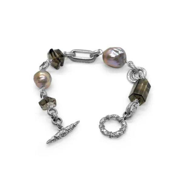 Stephen Dweck Terraquatic Smoky Quartz and Pearl Bracelet in Sterling Silver< Bracelets