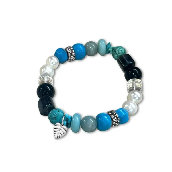 Stephen Dweck Terraquatic Turquoise, Aquamarine, Aventurine, Tiger Eye, Onyx, Natural Quartz, Pearl, and Magnesite Slip-On Bracelet in Sterling Silver< Bracelets
