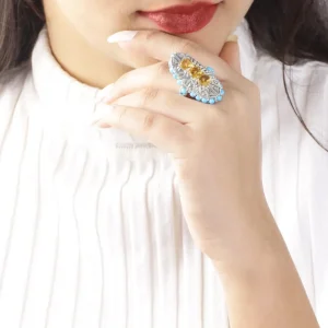 Stephen Dweck Terraquatic Turquoise Cabochon and Citrine Ring in Sterling Silver< Rings